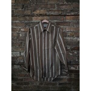 Vintage Kmart Shirt Mens 16.5 35 Striped Button Down Permanent Press Sanforized‎